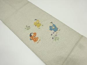 アンティーク　綴れ童子模様織り出し袋帯（材料）